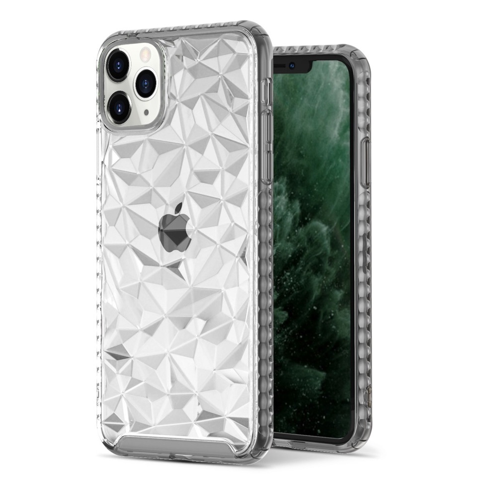 iPhone 11 Pro Max Clear 3D Diamond Gray Case